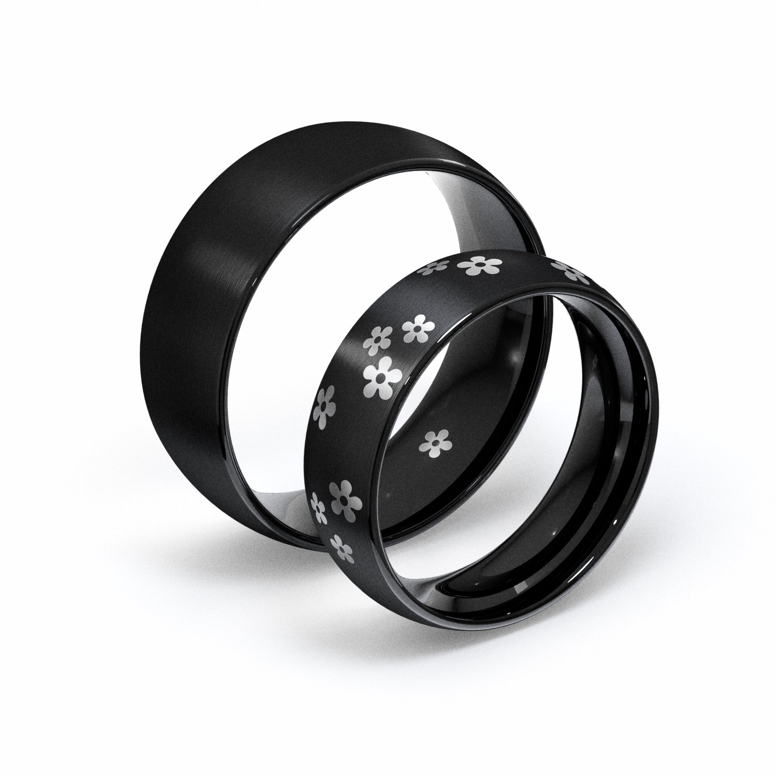 Black Tungsten Matching Ring Bands